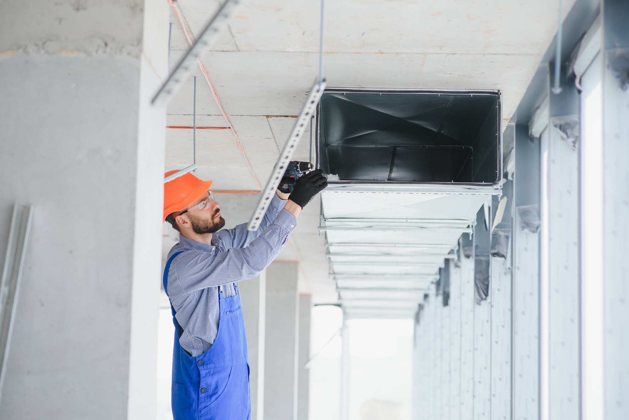 Commercial Building Ventilation Rectangle Canals. Air Distribution.